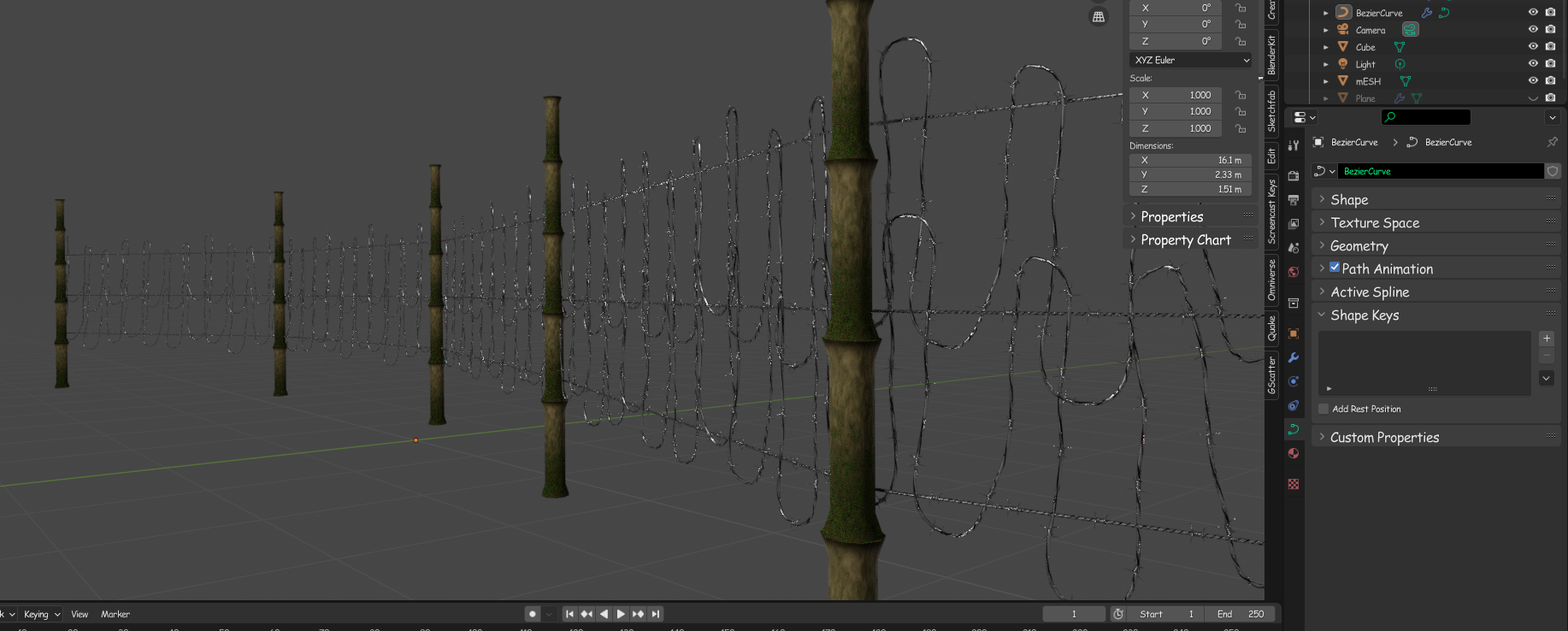 Procedural Bamboo fence bezier preview image 1